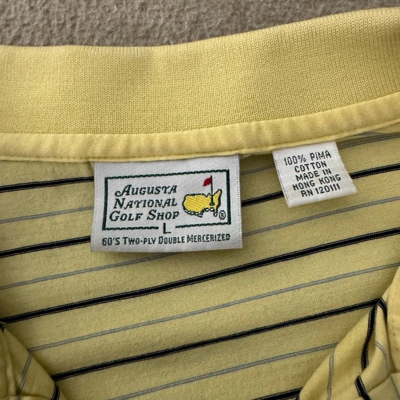 Masters Performance Mens L Yellow Striped Polo Shirt Golf Stretch Short Sleeve - Picture 3 of 7